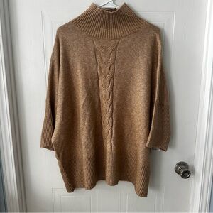 NWT Tan Cable Knit Sweater XL – Cozy Turtleneck Academia Lagenlook Style